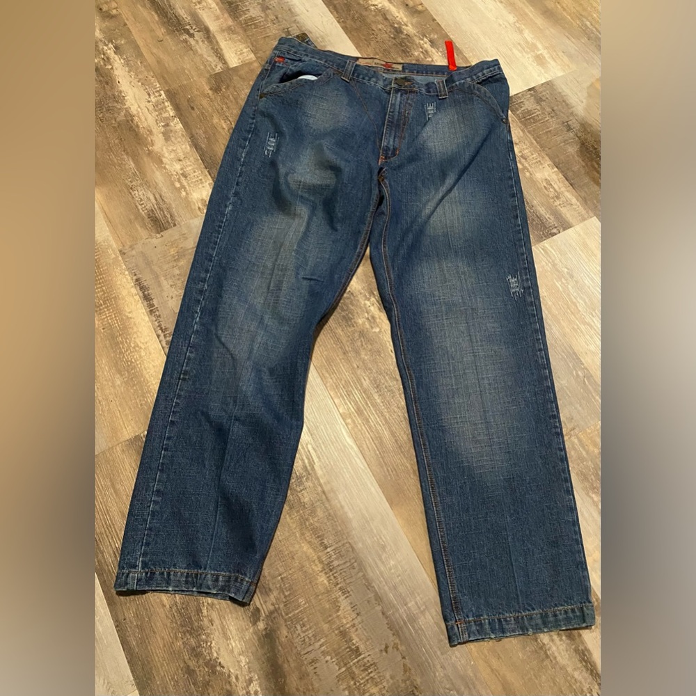 Vintage Y2K Infamous Raider Jean Co Jeans 42x32 Baggy Wide Leg Faded Hip Hop